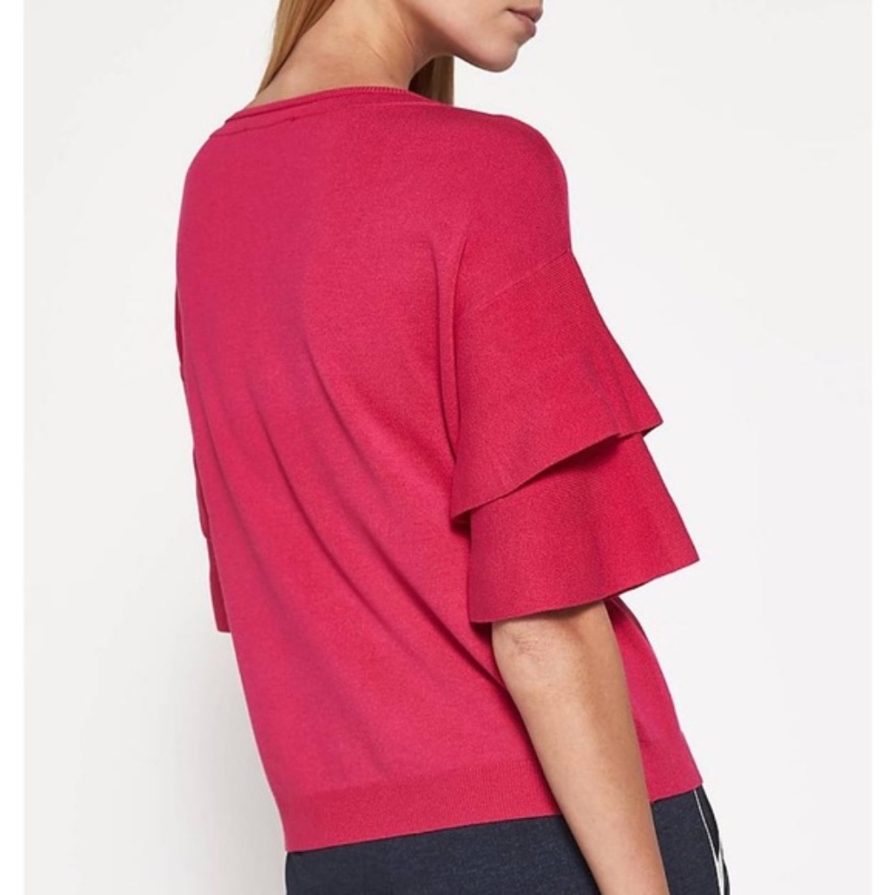 COMMA Pullover Sweater Pink FLOUNCED SLEEVES size 4 women’s knit top